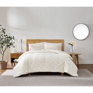 Truly Soft -  Full/Queen Textured Checkered Duvet Cov Cream